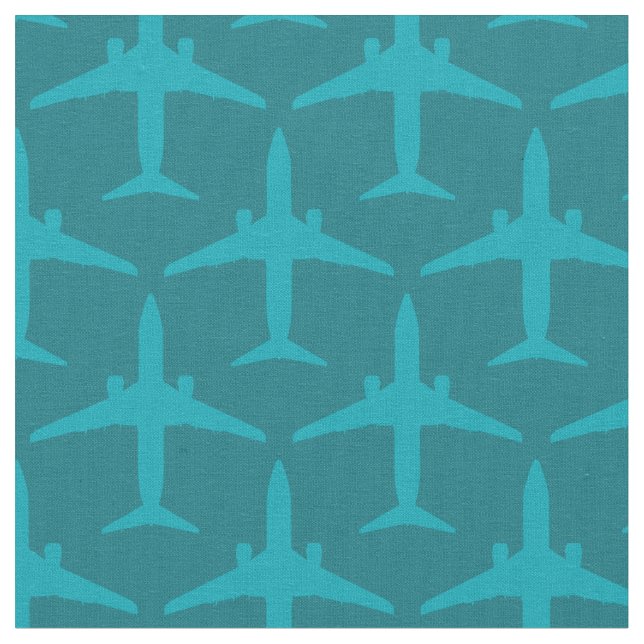 Grafikflugzeug in Aqua Blue Stoff (Nahaufnahme)