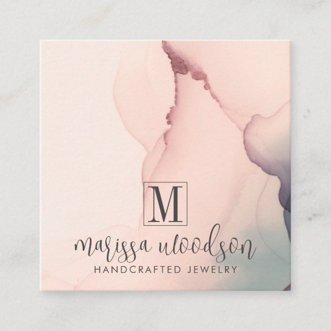 Grafikkarte des abstrakt rosa Schmuckdesigners Quadratische Visitenkarte (Vorderseite)