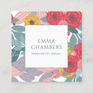 Grafikkarte mit blühender Ohrhörerkarte Quadratische Visitenkarte