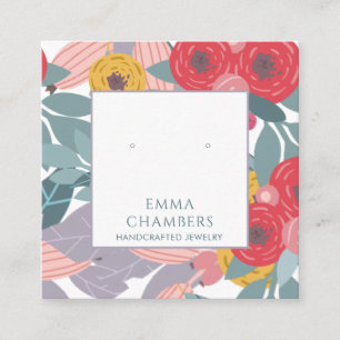 Grafikkarte mit blühender Ohrhörerkarte Quadratische Visitenkarte