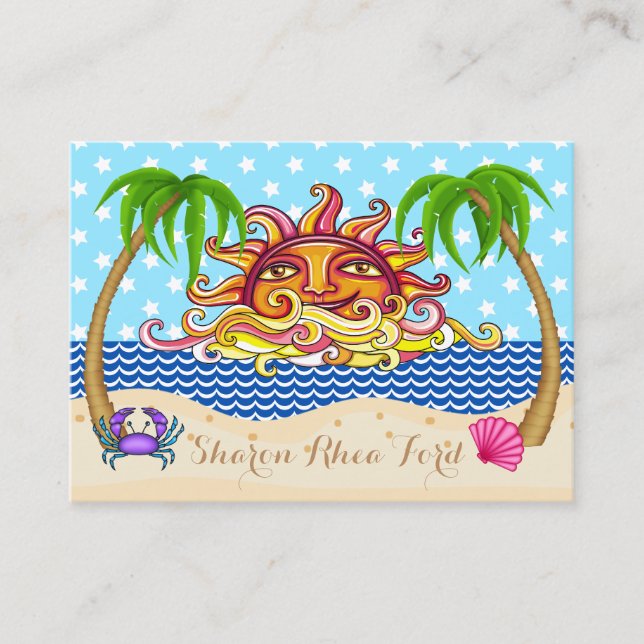 Grafikkarte Sun und Ocean Beach Business Card Visitenkarte (Vorderseite)