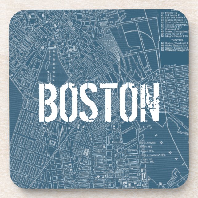 Grafikkarte von Boston Getränkeuntersetzer (Vorderseite)