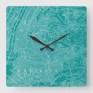 Grafikkarte von New York Quadratische Wanduhr