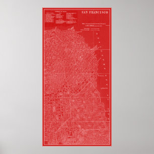 Grafikkarte von San Francisco Poster