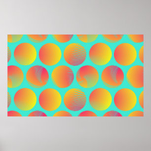 Grafikkreise nahtlose Muster in orange-blau Poster