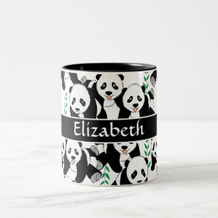 Grafikmuster von Panda Bears zur Personalisierung Zweifarbige Tasse