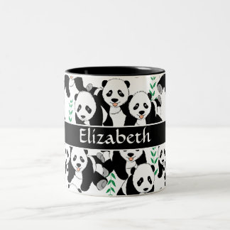 Grafikmuster von Panda Bears zur Personalisierung Zweifarbige Tasse