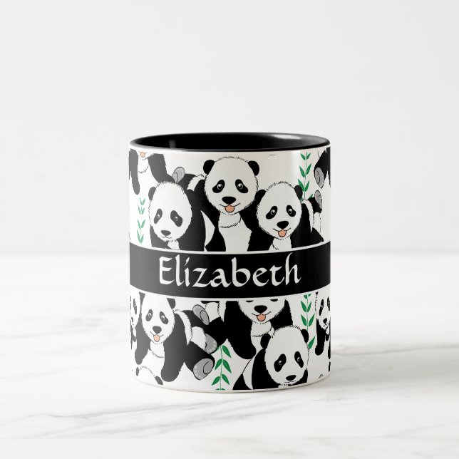 Grafikmuster von Panda Bears zur Personalisierung Zweifarbige Tasse (Mittel)