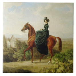 Gräfin auf dem Pferd (Elegantes Brown Horse) Fliese