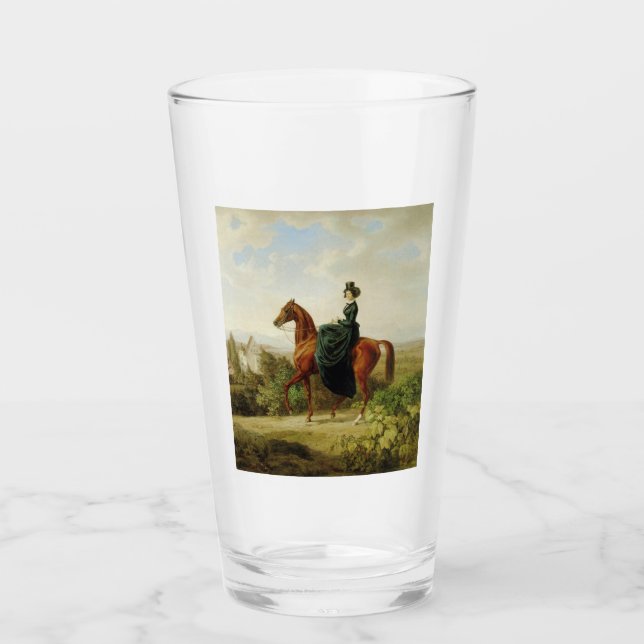 Gräfin auf dem Pferd (Elegantes Brown Horse) Glas (Vorderseite)