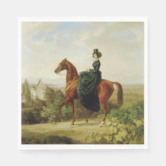 Gräfin auf dem Pferd (Elegantes Brown Horse) Serviette (Vorderseite)