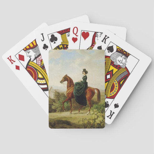 Gräfin auf dem Pferd (Elegantes Brown Horse) Spielkarten (Rückseite)
