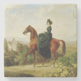 Gräfin auf dem Pferd (Elegantes Brown Horse) Steinuntersetzer