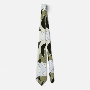 Grafische Abstrakte Krawatte Olive Green Black Bei