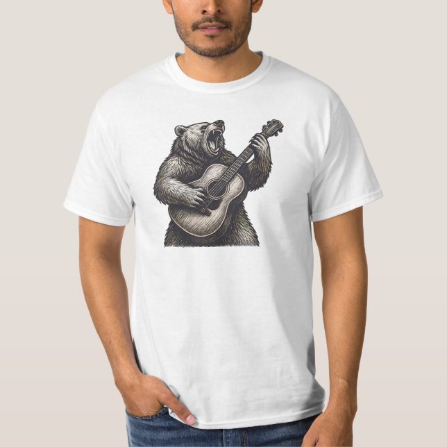Grafische Bären spielen Gitarren Männer T-Shirt (Vorderseite)