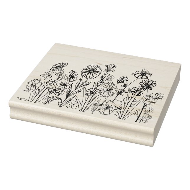Grafische Blume, schwarz Gummistempel (Stempel)