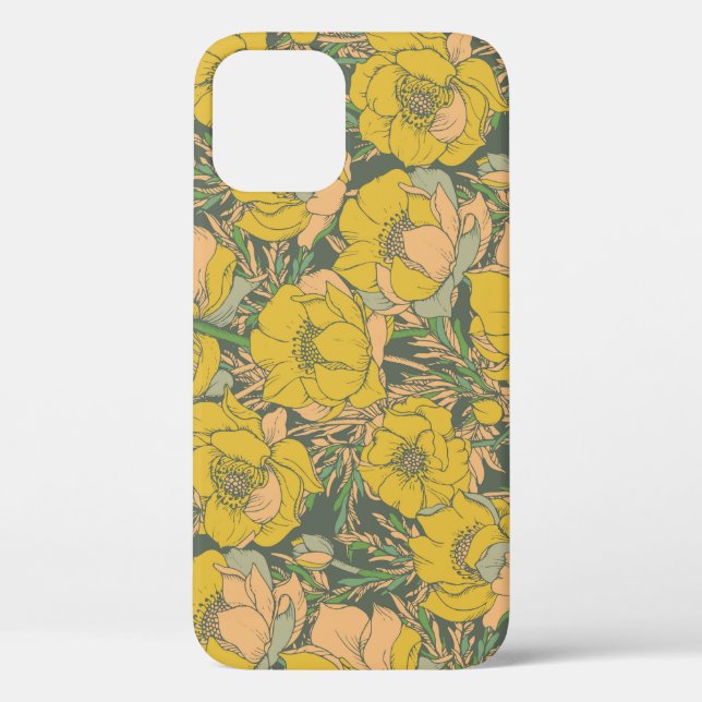 Grafische Frühlingstrollius-Blume Case-Mate iPhone Hülle (Rückseite)