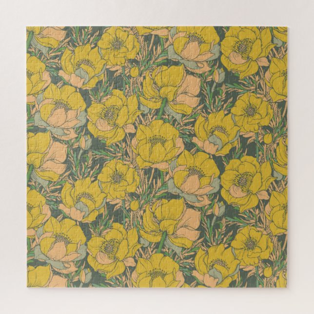 Grafische Frühlingstrollius-Blume Puzzle (Vertikal)