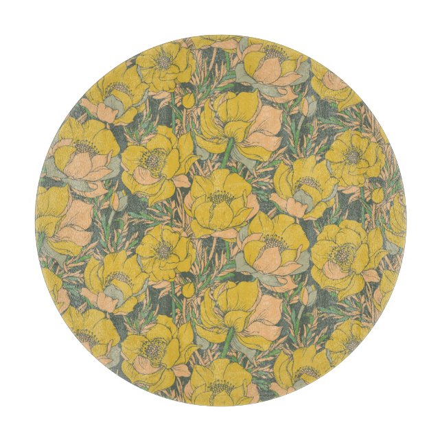 Grafische Frühlingstrollius-Blume Schneidebrett (Vorderseite)