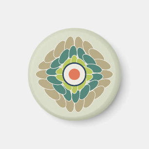 Grafische grüne Blattrosette in Wasabi und Khaki Magnet