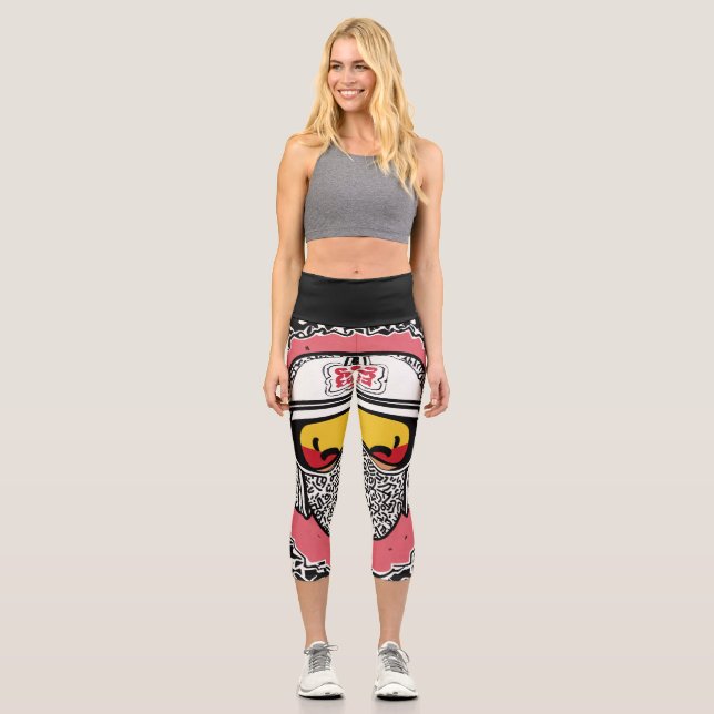Grafische Harmonie: nigo Inspirierte Keith Haring  Capri Leggings (Vorderseite)