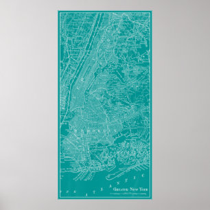 Grafische Karte von New York Poster