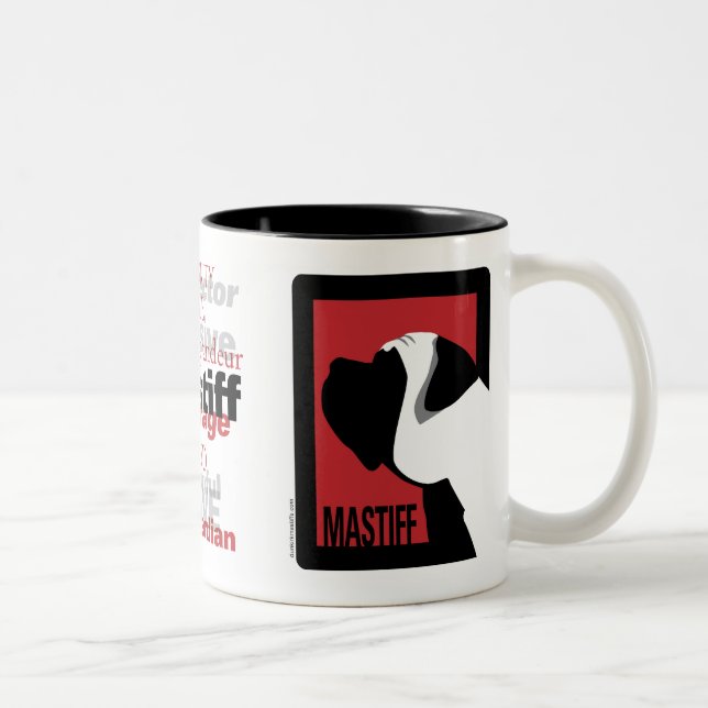 Grafische Mastiff-Tasse Zweifarbige Tasse (Rechts)