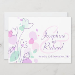 Grafische moderne Blume Blätter lila Hochzeit einl Einladung