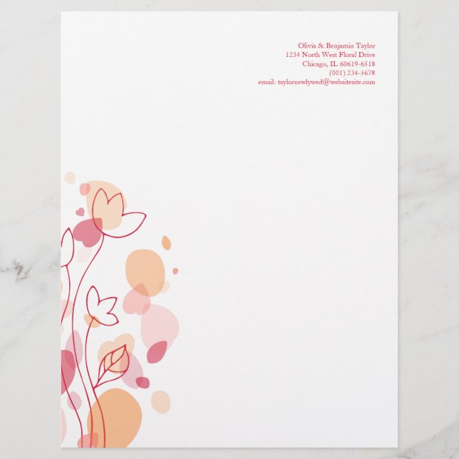 Grafische moderne Blume Blätter rot Letterhead (Vorderseite)