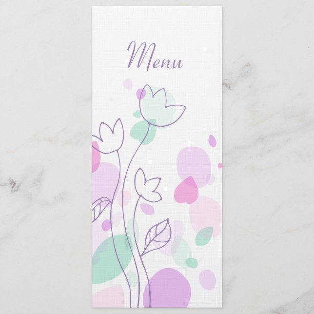 Grafische moderne Blume Blütenblätter Hochzeitsmen Menükarte (Vorderseite)
