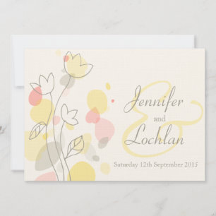 Grafische moderne Blumenblüten-Hochzeitseinladunge Einladung