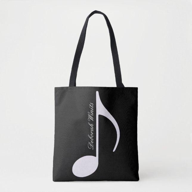 grafische musikalische Note auf schwarzen Tote-Tas (Vorderseite)