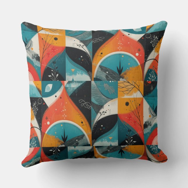 Grafische Orangenabstraktion Kissen (Rückseite)