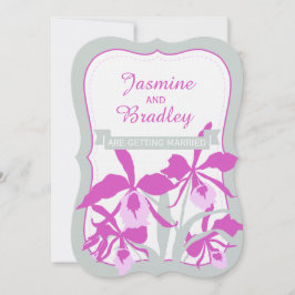 Grafische Orchideenhochzeit lila-grün einladen Einladung