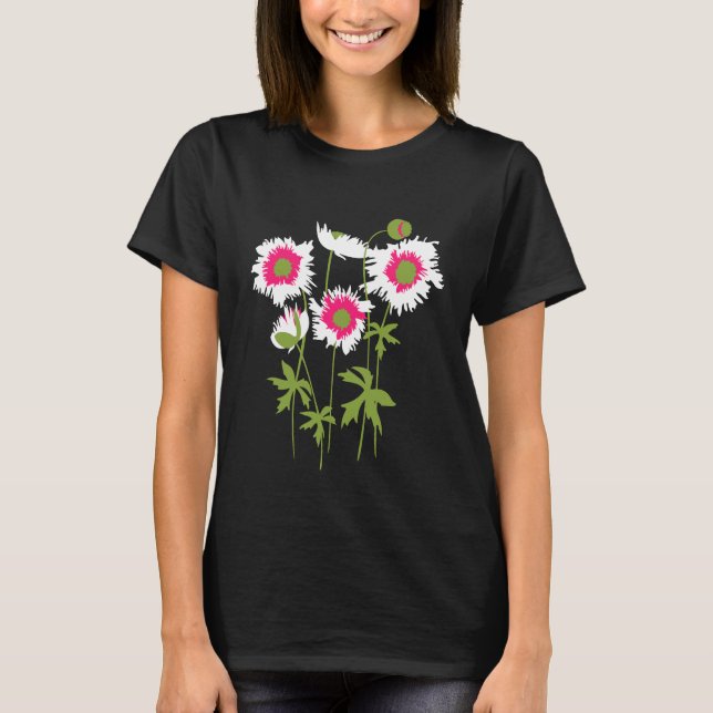 Grafische Pappkuchen, weiß, rosa und grün T-Shirt (Vorderseite)