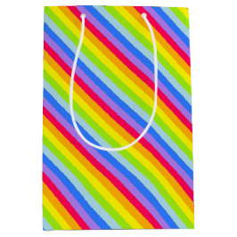Grafische Regenbogenstreifen-Geschenktasche Mittlere Geschenktüte