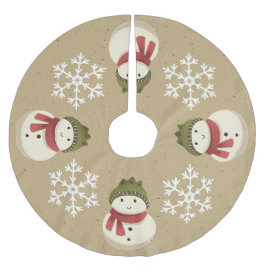 Grafische Rustikale Snowman Snowflake Grau Polyester Weihnachtsbaumdecke