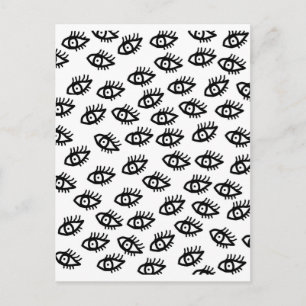 Grafische Schwarz-Weiß-Augen Postkarte