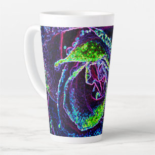 Grafische Schwarz-Weiß-Blau- und Grün-Rose-Dekorat Milchtasse