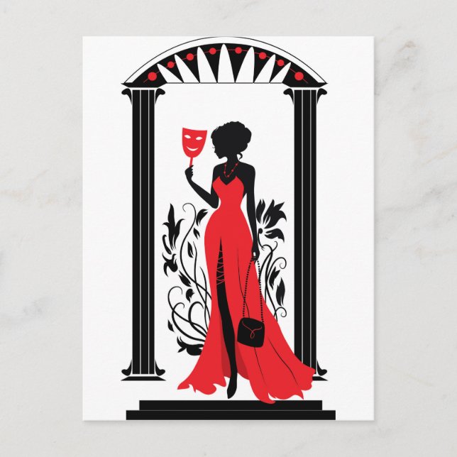 Grafische Silhouette einer Frau Postkarte (Vorderseite)
