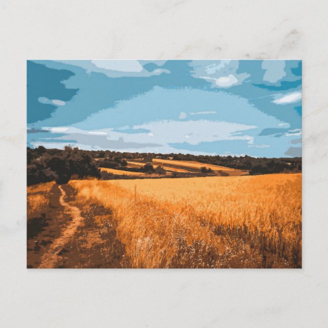 Grafische Sommerfeld-Landstraße-Ansicht Postkarte (Vorderseite)