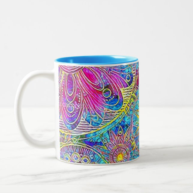 Grafische Tasse Blau und Rosa (Links)