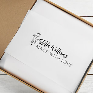 Grafische Tulpen-Schrift, mit Liebe gemacht Gummistempel