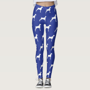 GRAFISCHE WEIMARANER SILHOUETTE WEISSES U. BLAUES LEGGINGS