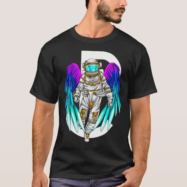 Grafischer Astronaut mit Flügeln T-Shirt (Vorderseite)