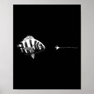 Grafischer Fliegenfischhaken - Fisch Sheepshead Poster