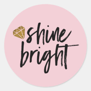 Grafischer Glanz-heller Text mit Golddiamanten Runder Aufkleber