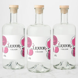 Grafischer Granatapfel Pink Magenta Grafik Modern. Alkoholflaschenetikett