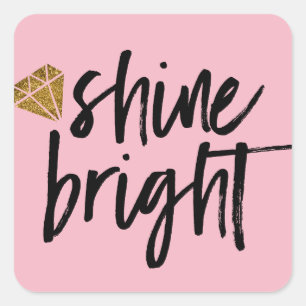 Grafischer, heller Text mit goldenem Diamant Quadratischer Aufkleber