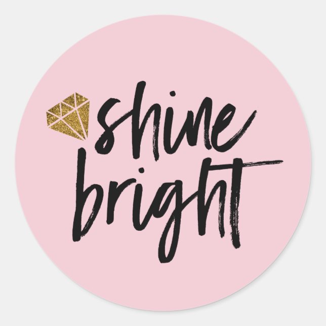 Grafischer, heller Text mit goldenem Diamant Runder Aufkleber (Vorderseite)